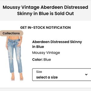 MOUSSY Aberdeen Vintage Blue Jean size 24